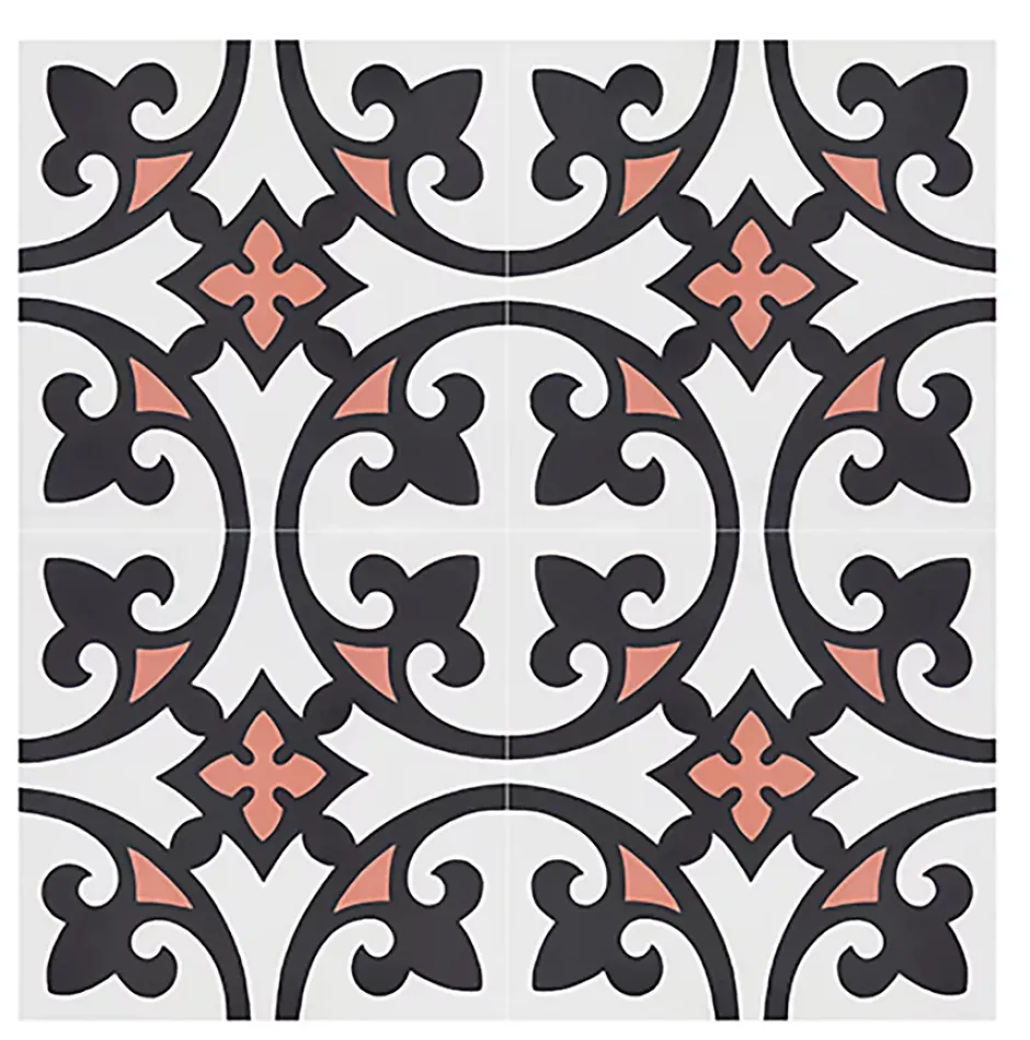 4 Carreaux de ciment véritable 0,16m2 / Carreaux de ciment artisanaux Multicolore pour sol et mur - l.20 x L.20 cm-Pegane