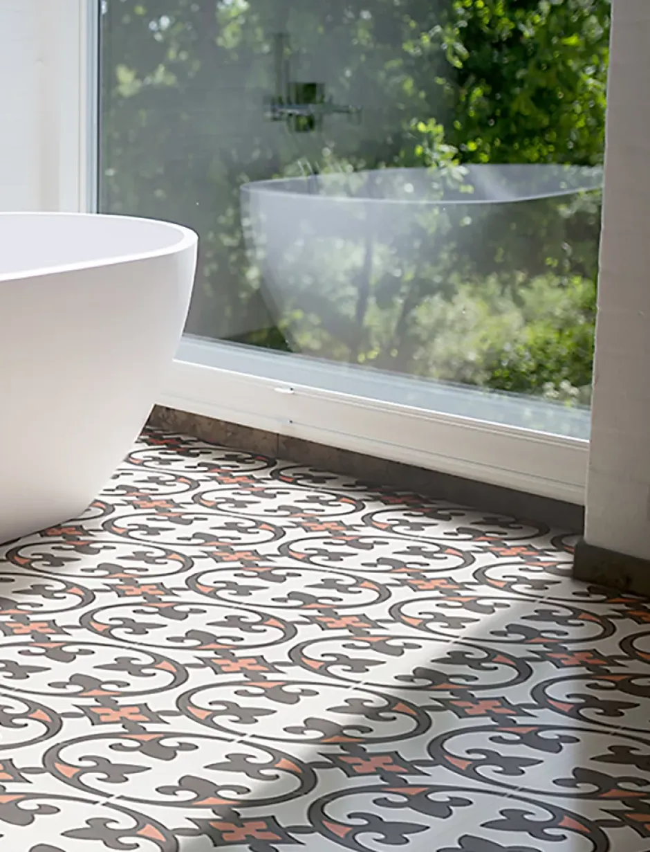 4 Carreaux de ciment véritable 0,16m2 / Carreaux de ciment artisanaux Multicolore pour sol et mur - l.20 x L.20 cm-Pegane