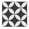 Pegane 4 Carreaux de ciment véritable 0,16m2 / Carreaux de ciment artisanaux pour sol et mur coloris noir/blanc - l.20 x L.20cm