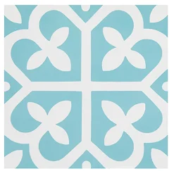 Pegane 4 Carreaux de ciment véritable 0,16m2 / Carreaux de ciment artisanaux coloris bleu pour sol et mur - l.20 x L.20 cm