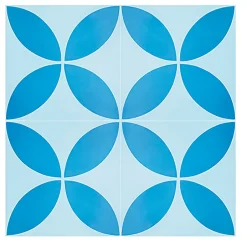 Pegane 4 Carreaux de ciment véritable 0,16m2/ Carreaux de ciment artisanaux coloris Bleu pour sol et mur - l.20 x L.20cm