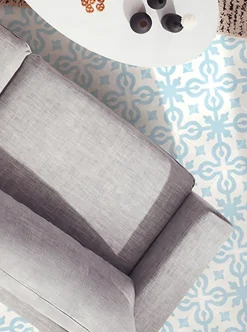 4 Carreaux de ciment véritable 0,16m2 / Carreaux de ciment artisanaux coloris Bleu pour sol et mur - l.20 x L.20 cm-Pegane New