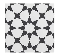 Pegane 4 Carreaux de ciment véritable 0,16m2 / Carreaux de ciment artisanaux pour sol et mur coloris noir / blanc - l.20 x L.20 cm