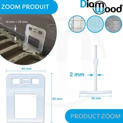 Diamwood Expert En Equipement 100 Croisillons XL 2 mm Autonivelants pour Carreaux de 12 à 22 mm - Diamwood