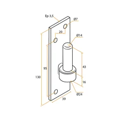 4 Gonds sur platine, Noir, Diamètre 14 mm, Acier, pour Volet Battant Bois ou PVC-Tirard Clearance