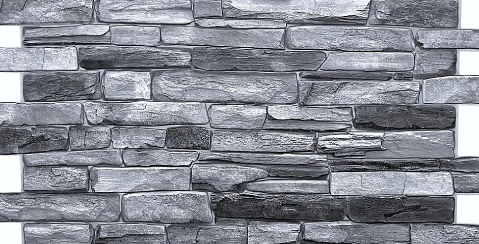 Ikhemalarka 4 m² 10 panneaux PVC 3D effet pierre muraux & de plafond, revêtement imitation carrelage Grey Stone