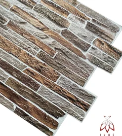 Ikhemalarka 4 m² 10 panneaux PVC 3D effet pierre muraux & de plafond, revêtement imitation carrelage CPVC9