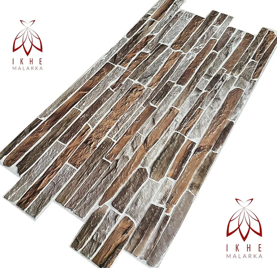 Ikhemalarka 4 m² 10 panneaux PVC 3D effet pierre muraux & de plafond, revêtement imitation carrelage CPVC9