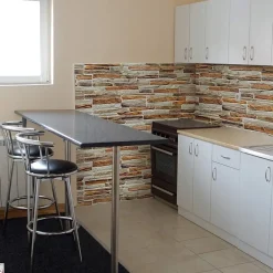 Ikhemalarka 4 m² 10 panneaux PVC 3D effet pierre muraux & de plafond, revêtement imitation carrelage CPVC9