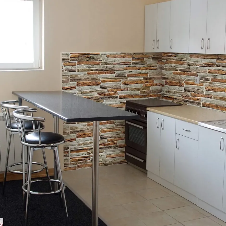 Ikhemalarka 4 m² 10 panneaux PVC 3D effet pierre muraux & de plafond, revêtement imitation carrelage CPVC9