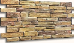 4 m² 10 panneaux PVC 3D effet pierre muraux & de plafond, revêtement imitation carrelage Sand Stone Slate-Ikhemalarka Outlet