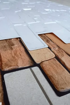 4 m² 10 panneaux PVC 3D effet pierre muraux & de plafond, revêtement imitation carrelage Sand Stone Slate-Ikhemalarka Outlet