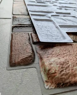 Ikhemalarka 4 m² 10 panneaux PVC 3D effet pierre muraux & de plafond, revêtement imitation carrelage Natur Stone