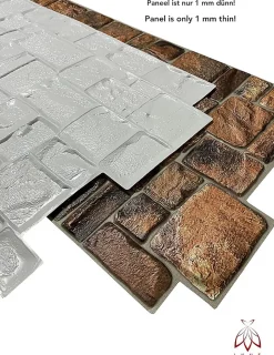 Ikhemalarka 4 m² 10 panneaux PVC 3D effet pierre muraux & de plafond, revêtement imitation carrelage Natur Stone