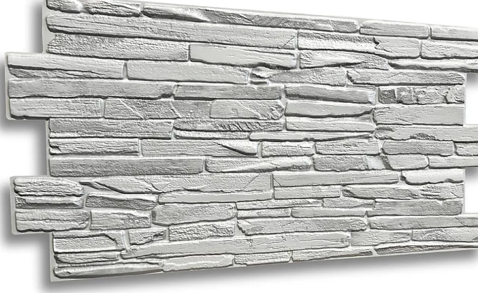 Ikhemalarka 4 m² 10 panneaux PVC 3D effet pierre muraux & de plafond, revêtement imitation carrelage Quartzite Grey