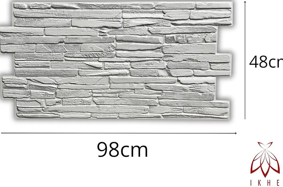 Ikhemalarka 4 m² 10 panneaux PVC 3D effet pierre muraux & de plafond, revêtement imitation carrelage Quartzite Grey