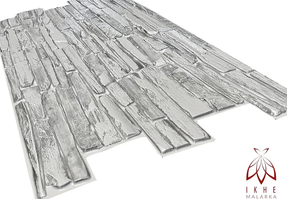 Ikhemalarka 4 m² 10 panneaux PVC 3D effet pierre muraux & de plafond, revêtement imitation carrelage Quartzite Grey