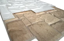 Ikhemalarka 4 m² 10 panneaux PVC 3D effet pierre muraux & de plafond, revêtement imitation carrelage Beige Stone