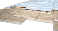 Ikhemalarka 4 m² 10 panneaux PVC 3D effet pierre muraux & de plafond, revêtement imitation carrelage Beige Stone