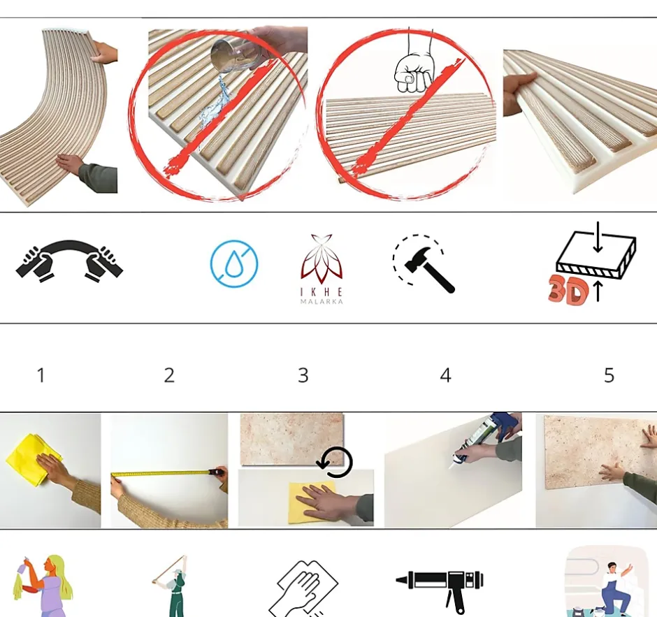 Ikhemalarka 6 m2 12 pièces Panneaux muraux de plafond en polystyrène Effet lamelle Décor Imitation Lamelle Revêtement léger XL Slats Gold