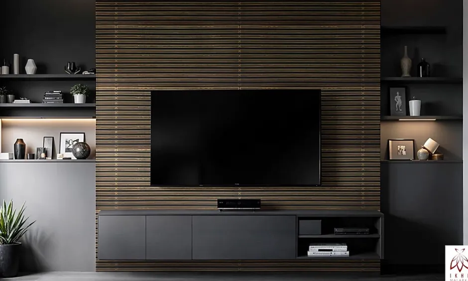 Ikhemalarka 6 m2 12 pièces Panneaux muraux de plafond en polystyrène Effet lamelle Décor Imitation Lamelle Revêtement léger XL Slats Gold