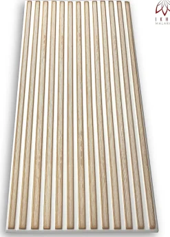 Ikhemalarka 6 m2 12 pièces Panneaux muraux de plafond en polystyrène Effet Lattes Décor Imitation Lamelle Revêtement léger Slats White Gold