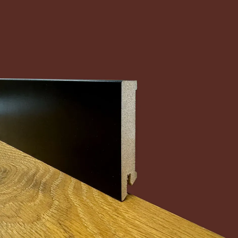 Eternal Parquet 100 ml de plinthe carrée en fibre de bois compacte 80 x 15 noir (noir total)