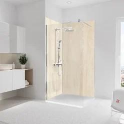 Schulte 2 panneaux muraux de salle de bains l.100 x H.210 cm, effet pierre calcaire, DecoDesign