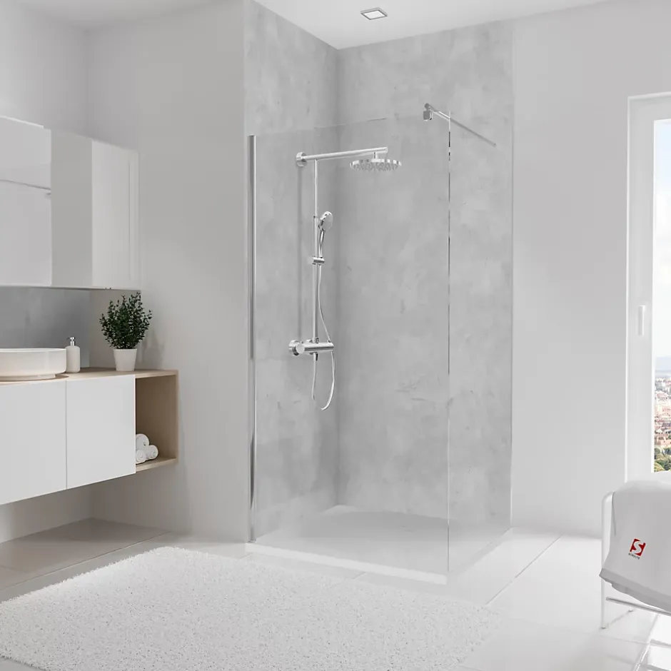 Schulte 2 panneaux muraux de salle de bains l.100x255 cm, décor béton Softtouch, DécoDesign