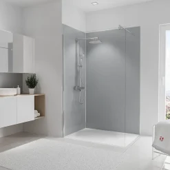 Schulte 2 panneaux muraux de salle de bains l.90+120 x H.210 cm, gris argenté brillant, DécoDesign