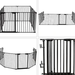 Giantex 8 Pcs Barrieres de Securite Extensible a Pression Grill DIY Protection pour Bebe Animaux Cheminee Escalier Noir
