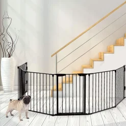 Giantex 8 Pcs Barrieres de Securite Extensible a Pression Grill DIY Protection pour Bebe Animaux Cheminee Escalier Noir