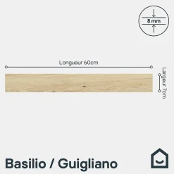 GoodHome 4 Plinthes carrelage effet bois brut mat L.60 x l.7 cm x ép.8 mm, Basilio