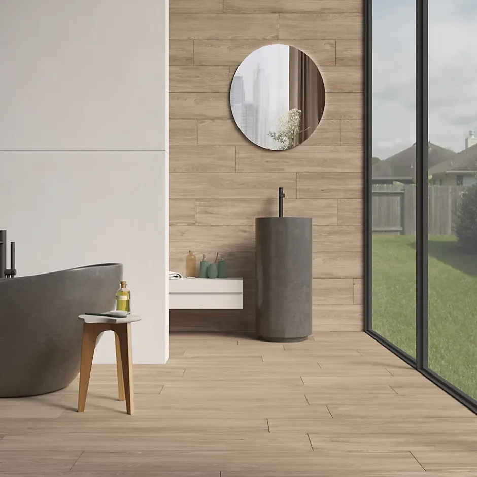 Ecoceramic 5 Plinthes carrelage effet bois L.60 x l.8 cm, Atelier