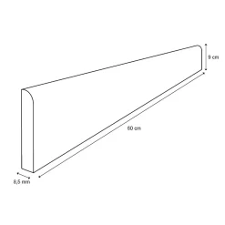4 Plinthes carrelage intérieur effet marbre bleu poli L.60 x l.10,5 cm x Ép.10,5 mm, Iceland navy