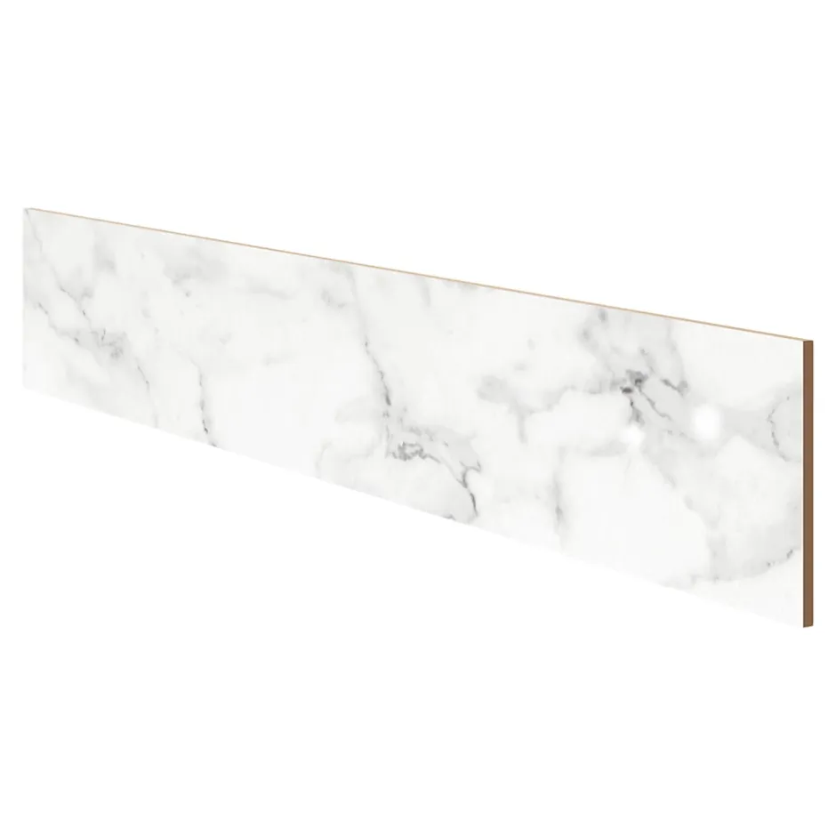 4 Plinthes en carrelage effet marbre blanc brillant L.60,8 x 9 cm x ép.8,5 mm, Aruma-GoodHome