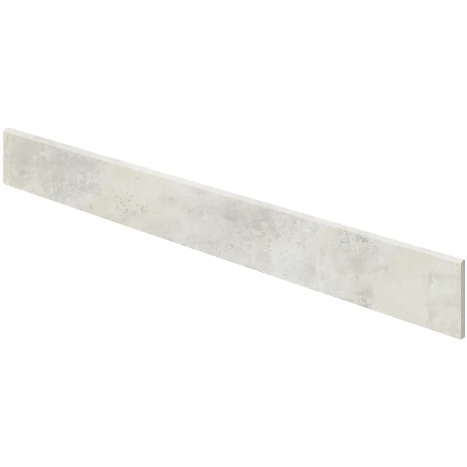 5 Plinthes en grès cérame émaillé effet béton blanc mat L.60 x l.7 cm x ép.8 mm, Malt-