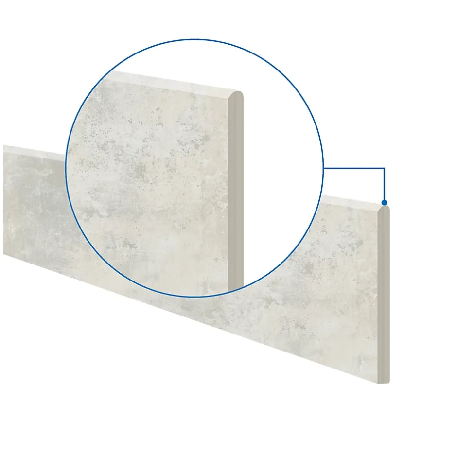 5 Plinthes en grès cérame émaillé effet béton blanc mat L.60 x l.7 cm x ép.8 mm, Malt-