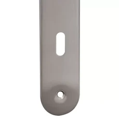 2 poignées de porte sur plaque rond avec serrure Amga, entraxe 195mm, coloris gris satiné