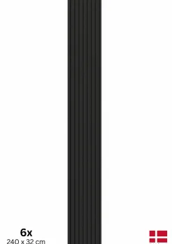 2 x Panneaux Acoustiques Decoratifs Muraux en Noir Mat 240x32 cm-Nordic Acoustics Clearance
