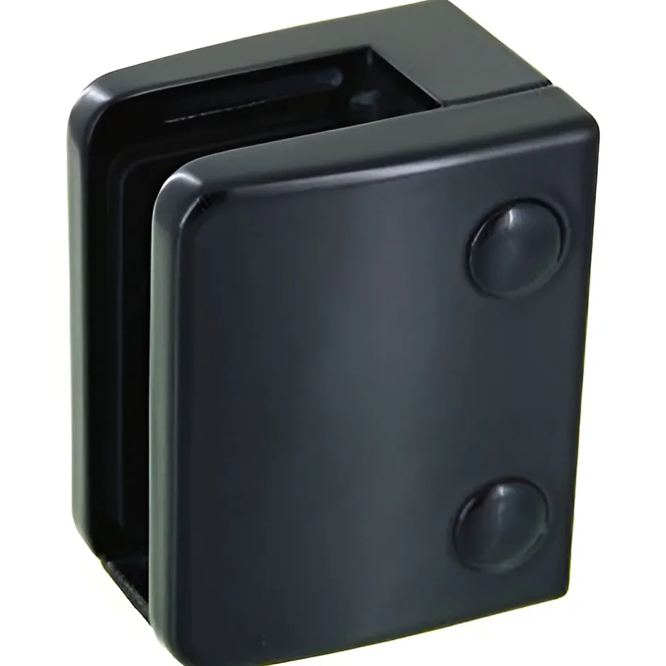 4 x Pince à verre plate modèle 04 - Ep. verre 17,52 mm - Zamak noir RAL 9005-MySystem Discount