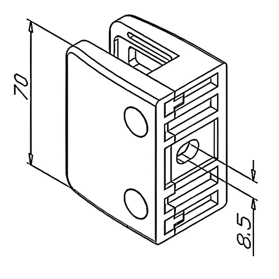 4 x Pince à verre plate modèle 04 - Ep. verre 17,52 mm - Zamak noir RAL 9005-MySystem Discount