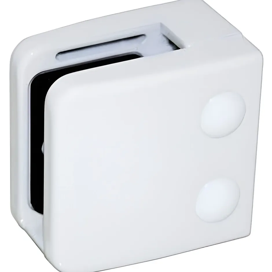 MySystem 4 x Pince à verre plate modèle 06 - Ep. verre 10,76 mm - Zamak blanc RAL 9016