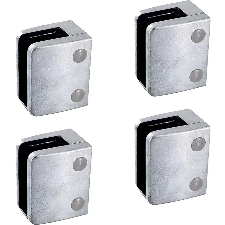 4 x Pince à verre plate modèle 04 - Ep. verre 13,52 mm - Zamak brut-MySystem Discount