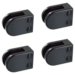 MySystem 4 x Pince à verre plate modèle 02 - Ep. verre 10 mm - Zamak noir RAL 9005