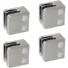 4 x Pince à verre plate modèle 01 - Ep. verre 9,52 mm - Inox 316 brossé GR320-MySystem Discount