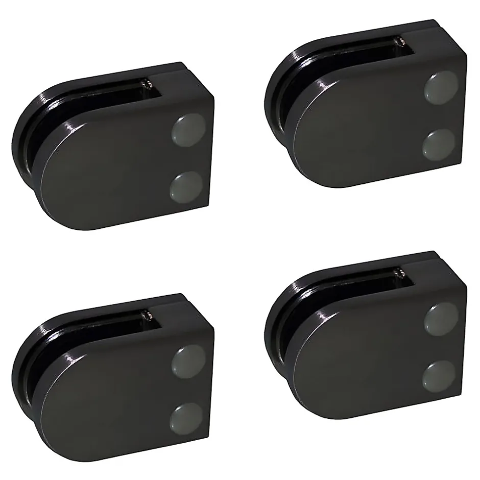 4 x Pince à verre plate modèle 02 - Ep. verre 9,52 mm - Inox noir anthracite-MySystem Sale
