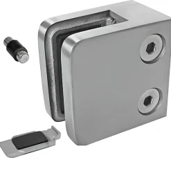 MySystem 4 x Pince à verre plate modèle 21 - Ep. verre 6 mm - Inox 304 brossé GR320