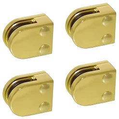 4 x Pince à verre plate modèle 00 - Ep. verre 6 mm - Zamak aspect laiton-MySystem Discount