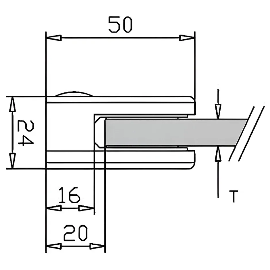 4 x Pince à verre plate modèle 00 - Ep. verre 6 mm - Zamak aspect laiton-MySystem Discount